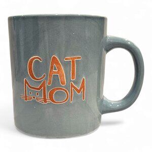 Cat Mom Coffee Mug, Gray Ceramic Cup with Orange Cat Design - Cute Gift